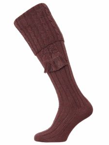 The Harris Marl Cable Shooting Sock, Sloeberry Marl