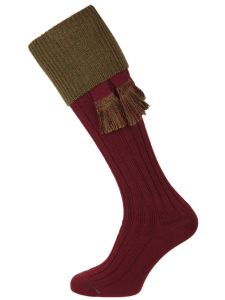 The Lomond Shooting Sock. Burgundy & Bracken