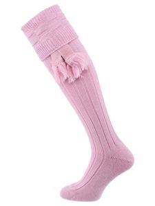 The Portland Shooting Sock, Baby Pink with optional garter