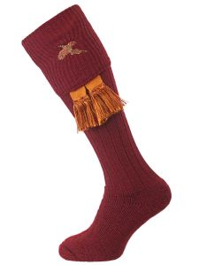Burgundy Stalker Shooting Sock with Embroidered Pheasant