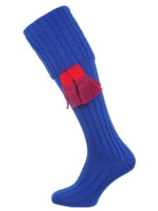 The Harris Wide Calf Shooting Sock, Royal Blue with optional Brigade garter