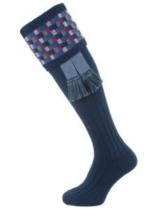 The Ashton Shooting Sock with Garter - Indigo