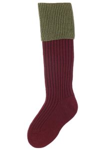 The Junior Lomond Children's Shooting Sock - Burgundy & Dark Olive