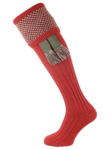 The Tayside Raindrop Shooting Sock with optional garter, Chestnut