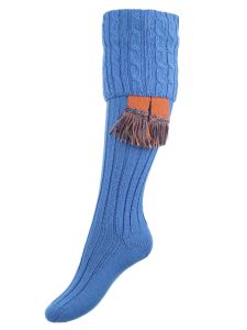 The Lady Harris Shooting Sock, Azure with optional Garter