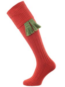 The Dodmarsh Cotton Shooting Sock with optional garter, Rust
