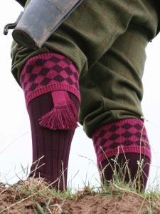 The Fownhope Shooting Sock Rioja with Matching Garter