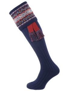 The Thornbury Fairisle Knit Shooting Sock, Dark Blue
