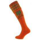 Chessboard Burnt Orange with Ivy Green Shooting Socks