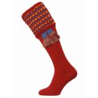 The Honeycomb Shooting Sock with Garter - Brick Red