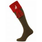 The Lomond Shooting Sock with Grouse Embroidery - Spruce & Brick Red