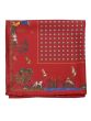 Atkinsons Shooting Scene Silk Pocket Square, Burgundy