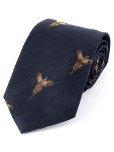 Atkinsons 'Soaring Pheasant' Wool & Silk Tie, Navy