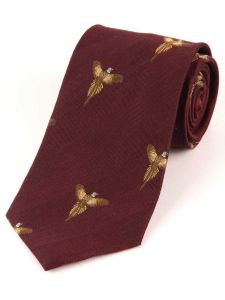 Atkinsons 'Soaring Pheasant' Wool & Silk Tie - Wine