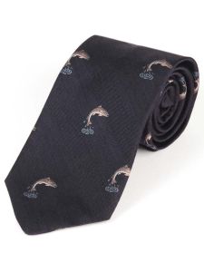Atkinsons 'Salmon' Wool & Silk Tie - Navy
