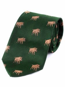 Atkinsons 'Boar' Silk Tie - Olive