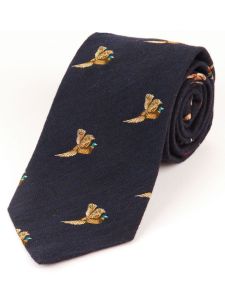 Atkinsons 'Flying Pheasant' Wool & Silk Tie - Navy