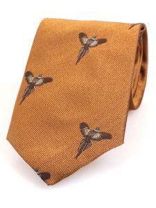 Atkinsons 'Soaring Pheasant' Silk Woven Tie - Cinnamon