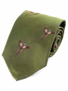 Atkinsons 'Soaring Pheasant' Silk Tie - Green