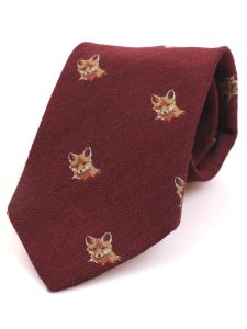 Atkinsons ' Fox' Wool & Silk Woven Tie - Burgundy