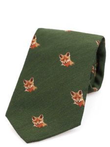 Atkinsons ' Fox' Wool & Silk Woven Tie - Green