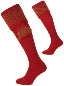 Brick Red and Moss Boughton Shooting Sock from The House of Cheviot