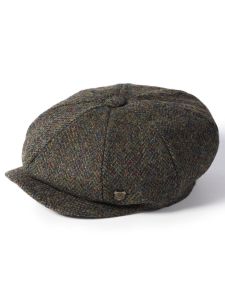 Failsworth Carloway Harris Tweed Baker Boy Cap - Loden Herringbone Tweed