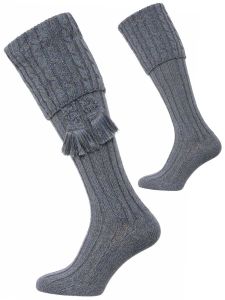 The Harris Marl Cable Shooting Sock - Blue Lovat Marl