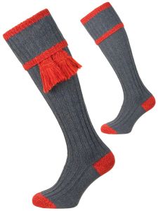 The Kyle Shooting Sock and Garter Set - Blue Lovat and Autumn Glow