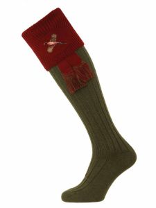 The Lomond Shooting Sock with Pheasant Embroidery - Spruce & Burgundy