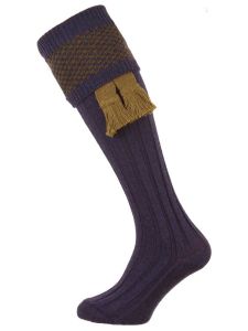 The Penrith Premium Wool Shooting Sock, in Sapphire Blue with optional garter