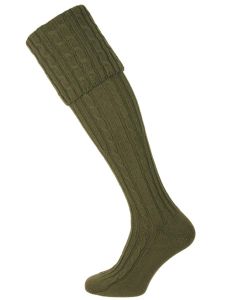 The Skye Cashmere Shooting Sock, Dark Olive 