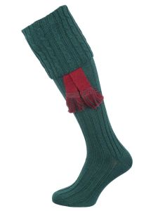 The Harris Wide Calf Shooting Sock, Forest Green with optional garter
