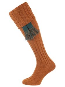 The Harris Cable Knit Shooting Sock, Suitable for Wide Calf. Fudge