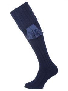 Harris Cable Knit Shooting Sock - Navy Blue