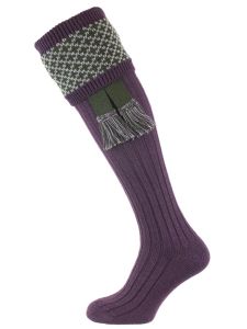The Whitley Shooting Sock, Thistle with Spruce & Chrome