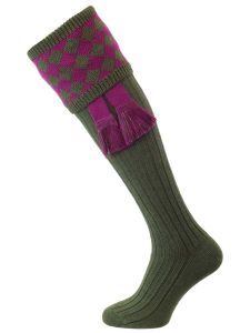 The Chessboard Spruce & Bilberry Shooting Sock