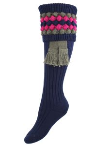 The Lady Angus Shooting Sock, Navy Blue with optional Garter