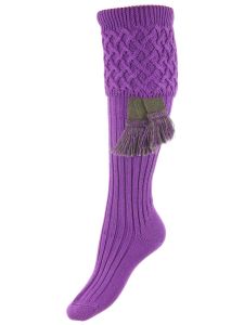 The Lady Rannoch Lattice Knit Shooting Sock with optional garter, Orchid