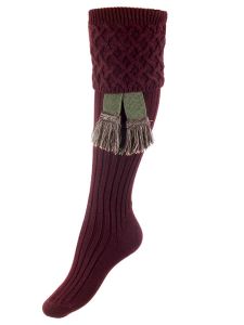 The Lady Rannoch Lattice Knit Shooting Sock with Optional Garter, Mulberry