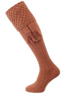 The Chelsea Shooting Sock, Cinnamon with optional garter