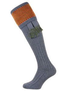 The Tayside Raindrop Sock Blue Mix with optional garter | The Shooting Sock Co