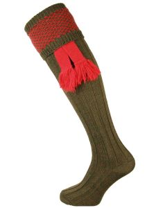 The Penrith Premium Wool Shooting Sock, in Regal Red with optional garter