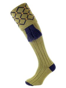 The Regent Merino Wool Shooting Sock - Old Sage & Navy with optional garter
