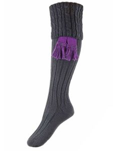 The Lady Harris Shooting Sock, Anthracite with optional garter