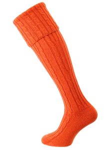 The Luxury Skye Cashmere Cable Knit Shooting Socks, Furnace
