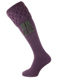 The Rannoch Lattice Knit Shooting Sock with optional garter, Thistle