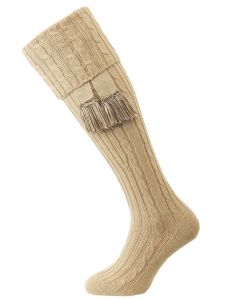 The Wye Cable Knit Shooting Sock, Oatmeal