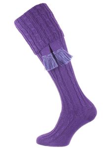 The Wye Cable Knit Shooting Sock, Lavande with optional