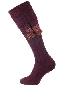 The Wye Cable Knit Shooting Sock, Rioja